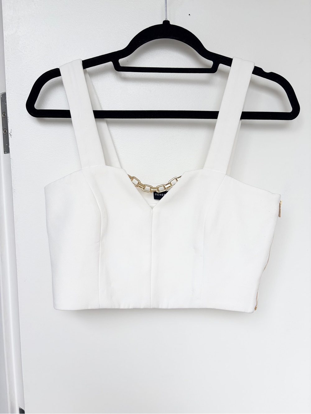 Generation Love White Cropped Tank with Gold Chain Accent